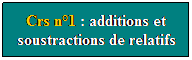 Zone de Texte: Crs n1 : additions et soustractions de relatifs
