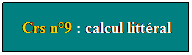 Zone de Texte: Crs n9 : calcul littral
