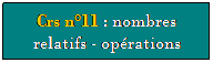 Zone de Texte: Crs n11 : nombres relatifs - oprations
