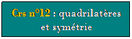 Zone de Texte: Crs n12 : quadrilatres et symtrie
