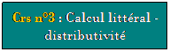 Zone de Texte: Crs n3 : Calcul littral - distributivit 
